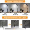 LQWELL LED Klemmleuchte Ringlicht, Clip-On, 3 Farben, dimmbar, emmleuchten Leselampe Buch, LED fest integriert, 3000K Warmweiß, 4500K Naturweiß, 6500K Kaltweiß, flexibler Schwanenhals, USB, Schlafzimmer Deko Bild 2