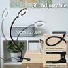 LQWELL LED Klemmleuchte Ringlicht, Clip-On, 3 Farben, dimmbar, emmleuchten Leselampe Buch, LED fest integriert, 3000K Warmweiß, 4500K Naturweiß, 6500K Kaltweiß, flexibler Schwanenhals, USB, Schlafzimmer Deko Bild 3