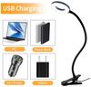LQWELL LED Klemmleuchte Ringlicht, Clip-On, 3 Farben, dimmbar, emmleuchten Leselampe Buch, LED fest integriert, 3000K Warmweiß, 4500K Naturweiß, 6500K Kaltweiß, flexibler Schwanenhals, USB, Schlafzimmer Deko Bild 4