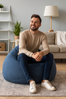 AD.CON Sitzsack mit ECO Füllung, Marineblau, 120 x 120 x 60 350L, Styropor-Regranulat Bild 3