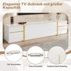 Odikalo Lowboard TV-Schrank Fernsehschrank mit Schubladen (Hochglanz-Finish, Goldfarbene Kanten, Mit Schubladen und Türen) Bild 4
