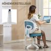 Bürostuhl mit Netzrückenlehne & C-Rückenstütze, höhenverstellbar 53x59,5x81-89 cm, Blau Bild 5