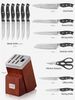 FOHERE Messerblock Set 14tlg. Edelstahl Profi Küchenmesser Rotbraun Bild 5
