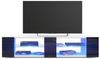 Vladon Lowboard Movie V2, TV-Kommode mit 6 offenen Fächern und Zierleisten, Weiß matt/Schwarz Hochglanz, inkl. LED-Beleuchtung blau (134 x 29 x 39 cm) Bild 2