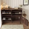 Schuhschrank 120 x 28 x 92 cm mit 4 Türen – schmaler Flurschrank in Natural Walnut Bild 5