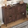 Schuhschrank 120 x 28 x 92 cm mit 4 Türen – schmaler Flurschrank in Natural Walnut Bild 3