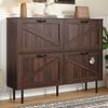 Schuhschrank 120 x 28 x 92 cm mit 4 Türen – schmaler Flurschrank in Natural Walnut Bild 2