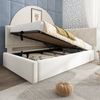 Jugendbett 90×190 cm mit L-Form, hydraulischem Stauraum und Matratzensperre, Samt Beige, ohne Matratze Bild 4