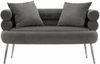 Dmora 2-Sitzer festes Sofa Casier, lineares Sofa, Sofa für Wohnzimmer, Lineare Stoffstruktur, 133x68 h69 cm, Grau und Silber Bild 4