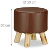 Relaxdays Hocker Kunstleder, gepolstert, 4 Holzbeine, Flacher Fußhocker, runder Dekohocker, H x D: 30x30 cm, braun Bild 4