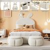 Novelux Polsterbett 90x200 Kinderbett mit LED, Hasenohren & 2 Aufbewahrungshockern – Samt Beige, Einzelbett mit Holzlattenrost, 237 x 104 x 135 cm Bild 4