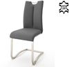 Esszimmerstuhl >Kerrin< (2-er Set) in grau aus Echtleder - 45x102x58cm (BxHxT) Bild 4