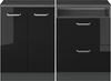 Küchenschrank für Dachschrägen R-Line Schwarz Hochglanz 120 cm 2er Set Schrankkorpuss 60 cm Tiefe Vicco Bild 3