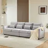 Big-Sofa, 264 cm, 4-Sitzer inkl. loser Zier- und Rückenkissen, Leinen Bezug, Polstersofa, Wohnzimmersofa Bild 3
