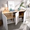 Dmora America-Sideboard, Wohnzimmer-Buffet, modernes Wohnzimmer-Sideboard mit 3 Türen, 138 x 42 x 76 cm, Weiß und Eiche Bild 4