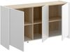 Dmora America-Sideboard, Wohnzimmer-Buffet, modernes Wohnzimmer-Sideboard mit 3 Türen, 138 x 42 x 76 cm, Weiß und Eiche Bild 5