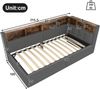 Merax Polsterbett Einzelbett 90 × 200 cm, Daybett, Schlafsofa, mit USB + Typ-C-Anschlüsse, hydraulische Aufbewahrungsfunktion, mit LED, Leinen, Grau Bild 4
