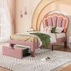 Polsterbett 90x200 cm Rosa Samt mit LED-Beleuchtung, Verstellbares Kopfteil ,mit Schublade und Blumenmuster Design Bild 5