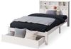 Ulife Massivholzbett Weiß Doppelbett /Einzelbett mit Schubladen und Bücherregal Kopfteil, 140 × 200cm Bild 5