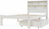 Ulife Massivholzbett Weiß Doppelbett /Einzelbett mit Schubladen und Bücherregal Kopfteil, 140 × 200cm Bild 2