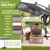 tillvex® Alu Sonnenschirm Rechteckig Ø 330 cm mit LED Solar Taupe + Abdeckung mit Kurbel | Ampelschirm mit Ständer & Windschutz | Gartenschirm UV-Schutz, wasserdicht, 360° drehbar | Kurbelschirm Marktschirm Bild 4