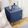 Beistelltisch 35x35x51 cm mit Tür – marineblauer Nachttisch aus Holz und Metall Bild 5