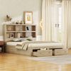 Merax Holzbett 160x200 Doppelbett Funktionsbett Plattformbett mit USB-Ladeanschluss & 2 Schubladen & Kopfteil mit Stauraum Beige Bild 4