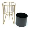 DanDiBo Blumenhocker mit Topf Metall Gold Schwarz Rund M 40 cm Blumenständer 96039 Blumensäule Modern Pflanzenständer Pflanzenhocker Bild 4