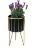 DanDiBo Blumenhocker mit Topf Metall Gold Schwarz Rund M 40 cm Blumenständer 96039 Blumensäule Modern Pflanzenständer Pflanzenhocker Bild 3