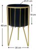 DanDiBo Blumenhocker mit Topf Metall Gold Schwarz Rund M 40 cm Blumenständer 96039 Blumensäule Modern Pflanzenständer Pflanzenhocker Bild 2