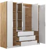 Vente-unique - LAMIKI Geschlossener und offener Kleiderschrank Holz, Platte BeigeWeiß - B 58 cm x H 200 cm x L 196 cm Bild 4