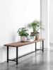 Sitzbank Beam aus recyceltem Teakholz, Industrial Design, naturfarben, Metallgestell schwarz, 190 cm Bild 2