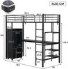 Etagenbett 90×200 cm mit Rundum-Rausfallschutz, Schreibtisch und Schrank, Schwarz, ohne Matratze Bild 5