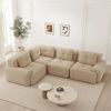 Ecksofa aus Cord, modulares Design & breite Armlehnen, 382 x 104 x 69 cm, Beige Bild 2