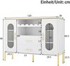Merax Weißes Sideboard, Glasfronten & Weinregal – Sideboard für Esszimmer & Wohnzimmer – Verstellbarer Fuß – Viel Stauraum Bild 4