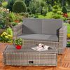 Gartensofa Fußbank Lounge Polyrattan Outdoormöbel Sitzgarnitur Couchset grau Bild 4