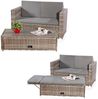 Gartensofa Fußbank Lounge Polyrattan Outdoormöbel Sitzgarnitur Couchset grau Bild 2