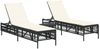 vidaXL Sonnenliegen 2 Stk. mit Tisch Schwarz Poly Rattan 4002746 Bild 2