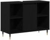 vidaXL Badezimmerschrank mit Tür Schwarz 80 x 33 x 60 cm Holzwerkstoff 873894 Bild 2