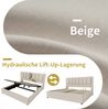 Polsterbett 140x200 cm mit Bettkasten, USB-C Ladestation und versteckten Becherhaltern, Leinen Beige, ohne Matratze Bild 5