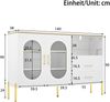 Merax Sideboard-Schrank mit 2 Schubladen & 2 Glastüren – Moderne Kommode in Weiß mit Goldakzenten – Viel Stauraum, Weiß Bild 4