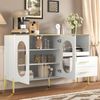 Merax Sideboard-Schrank mit 2 Schubladen & 2 Glastüren – Moderne Kommode in Weiß mit Goldakzenten – Viel Stauraum, Weiß Bild 2