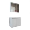 Roomart MELONA-S2-65 Badmöbel Set– 2-teiliges Badezimmermöbel Set - Unterschrank(ohne Waschbecken) mit Spiegelschrank - H 55 x B 35 x T 65 cm • Weiß Bild 5