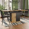 Esstisch ausziehbar B 110-140 x T 80 x H 75 cm, mit Stauraum, MDF in Schwarz/Natur Bild 2