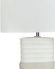 'Navia' Tischlampe Beige Porzellanfuß Stoffschirm Weiß langes Kabel mit Schalter Moderner Look Bild 4