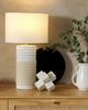 'Navia' Tischlampe Beige Porzellanfuß Stoffschirm Weiß langes Kabel mit Schalter Moderner Look Bild 3