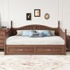 Bett 90x190 cm aus Massivholz mit Ausziehfunktion und Stauraum – Nussbaum Bild 2