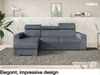Meblini 'Voss' Schlafcouch mit Bettkasten, Samtstoff, 242 x 168 x 79 cm, Grau, Links Bild 2