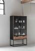 Vitrine Cosmo aus Teakholz, Industrial Design mit Metall, natur schwarz, 2 Schubladen, montiert Bild 3