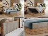 Boxspringbett mit dekorativem Kopfteil und zwei Bettkästen, Eiche Holzrahmen - ALBERO 4 - 200x200 cm - Beige Stoff - H3 Bild 2